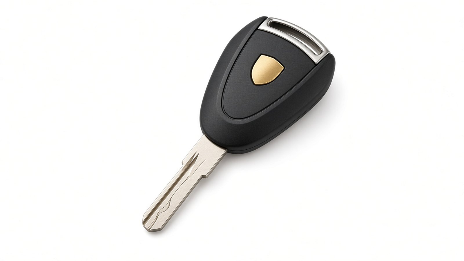 Porsche 911 blade key with black teardrop head on a white background